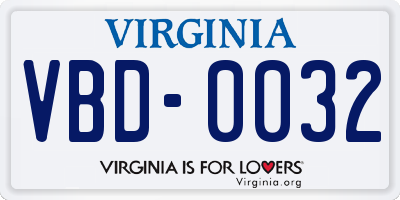 VA license plate VBD0032