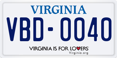 VA license plate VBD0040