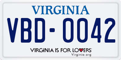 VA license plate VBD0042