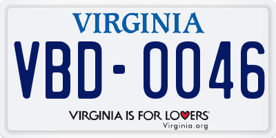 VA license plate VBD0046