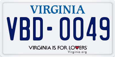 VA license plate VBD0049
