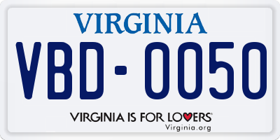 VA license plate VBD0050