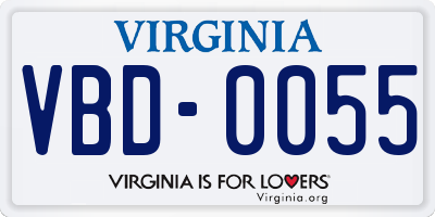VA license plate VBD0055