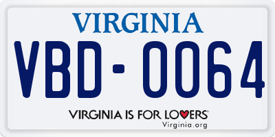 VA license plate VBD0064