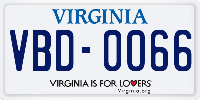 VA license plate VBD0066