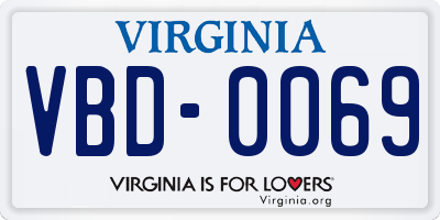 VA license plate VBD0069