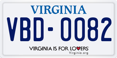 VA license plate VBD0082