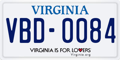 VA license plate VBD0084