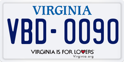 VA license plate VBD0090