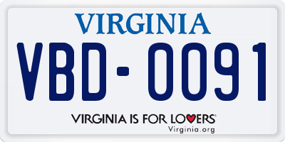 VA license plate VBD0091