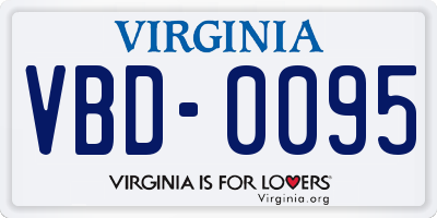 VA license plate VBD0095