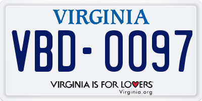 VA license plate VBD0097