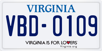 VA license plate VBD0109