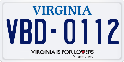 VA license plate VBD0112