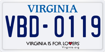 VA license plate VBD0119