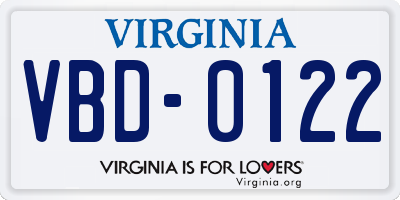 VA license plate VBD0122