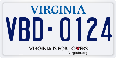 VA license plate VBD0124