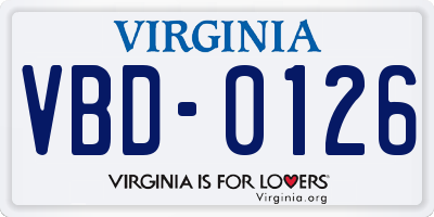 VA license plate VBD0126