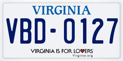 VA license plate VBD0127