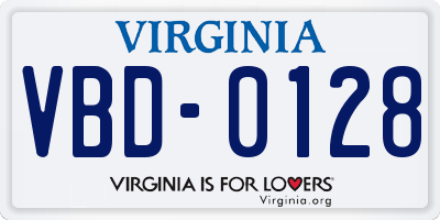 VA license plate VBD0128
