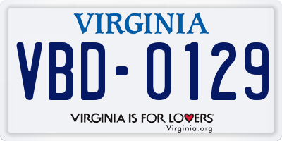 VA license plate VBD0129