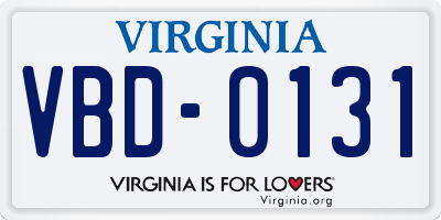 VA license plate VBD0131