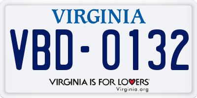 VA license plate VBD0132