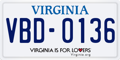 VA license plate VBD0136