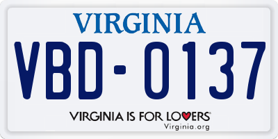VA license plate VBD0137