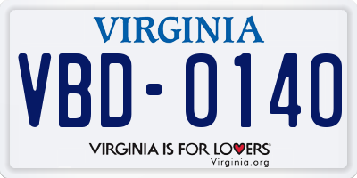 VA license plate VBD0140