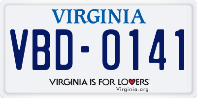 VA license plate VBD0141