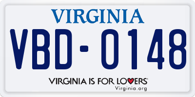 VA license plate VBD0148
