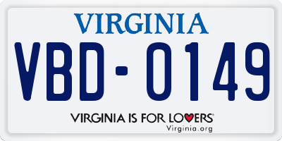 VA license plate VBD0149