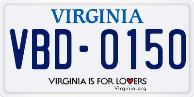VA license plate VBD0150