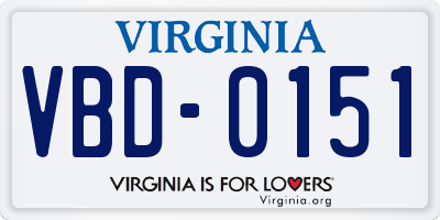 VA license plate VBD0151