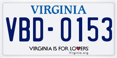 VA license plate VBD0153