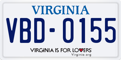 VA license plate VBD0155