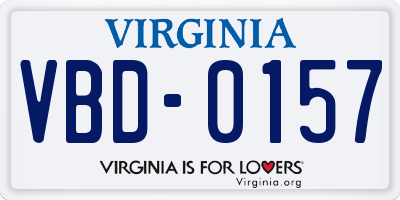 VA license plate VBD0157