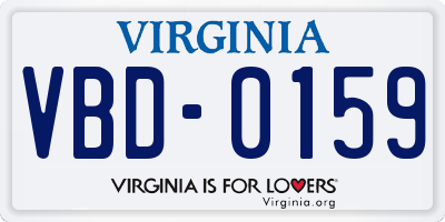 VA license plate VBD0159