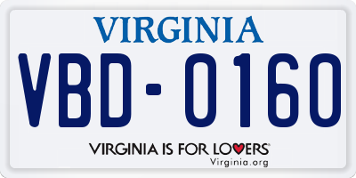VA license plate VBD0160