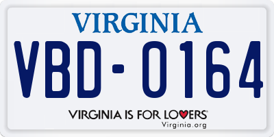VA license plate VBD0164