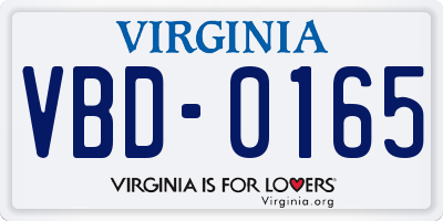 VA license plate VBD0165