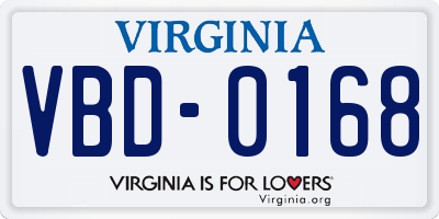 VA license plate VBD0168