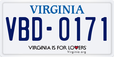 VA license plate VBD0171