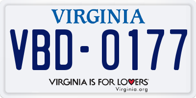 VA license plate VBD0177