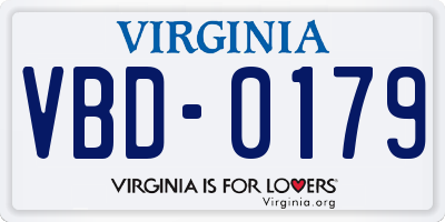 VA license plate VBD0179
