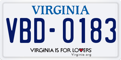 VA license plate VBD0183