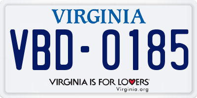 VA license plate VBD0185