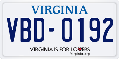 VA license plate VBD0192