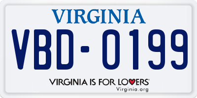 VA license plate VBD0199